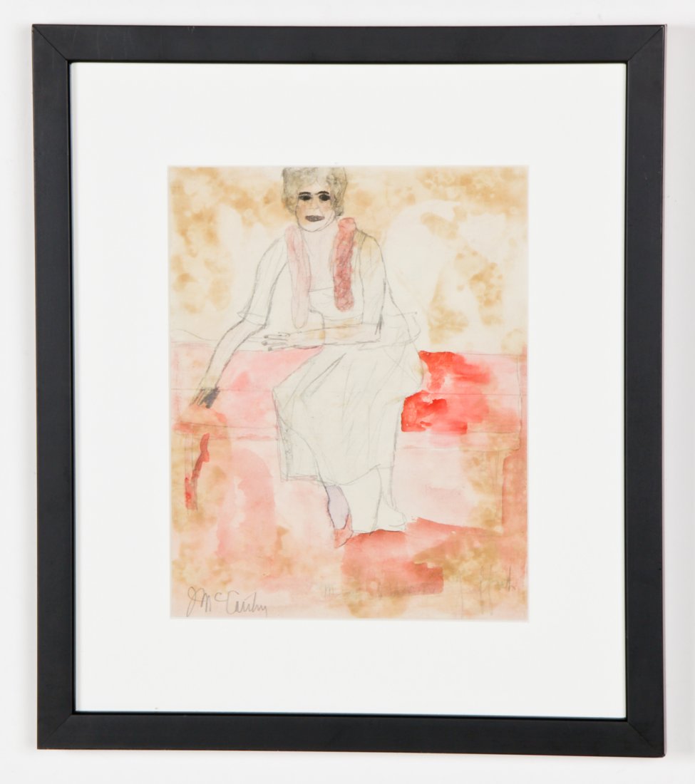 Justin McCarthy (American, 1891-1977) Miss Corrine: Justin McCarthy (American, 1891-1977), Miss Corrine Griffith, ink and watercolor on paper. Size: 9.5" x 7.5", 24 x 19 cm (sight); 15.25" x 13.25", 39 x 34 cm (frame). Provenance: Robert Lewis.