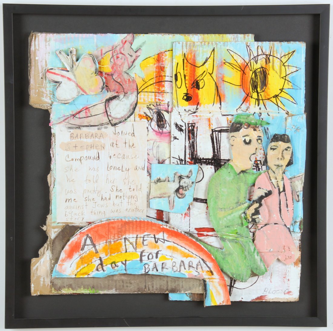 Jim Bloom (American, b. 1968) A New Day for Barbara: Jim Bloom (American, b. 1968) A New Day for Barbara, mixed media painting. Size: 22" x 22", 56 x 56 (irregular object); 26" x 26", 66 x 66 cm (frame).