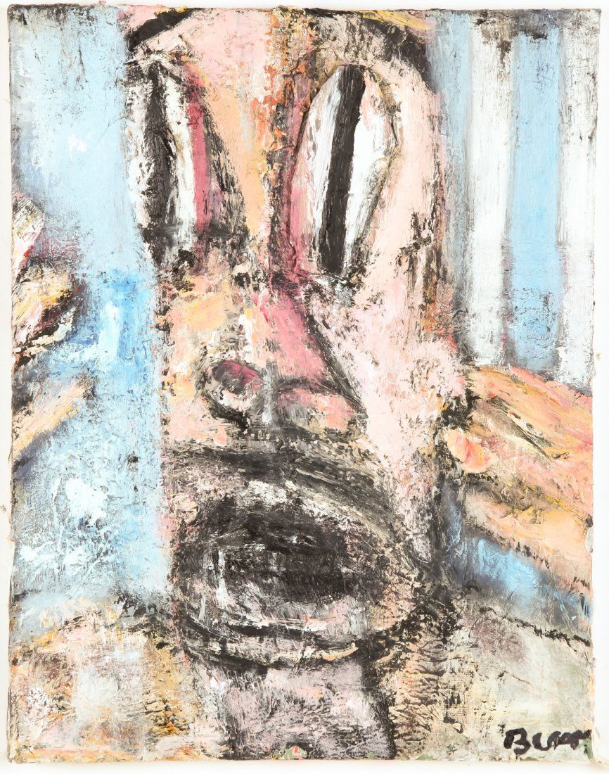 Jim Bloom (American, b. 1968) Face: Jim Bloom (American, b. 1968) Face, oil on canvas. Size: 18" x 14", 46 x 36 cm (stretcher).