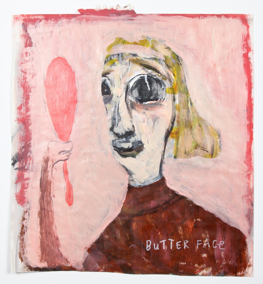 Jim Bloom (American, b. 1968) Butter Face: Jim Bloom (American, b. 1968) Butter Face, oil on paper. Size: 19.25" x 17.75", 49 x 45 cm (sheet).
