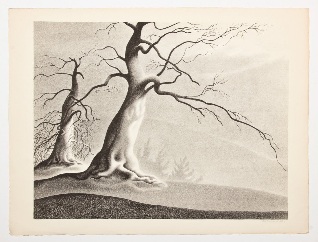 Ellison Hoover (American, 1888-1955): Ellison Hoover (American, 1888-1955) Tree, lithograph on paper. Size: 16" x 21", 41 x 53 cm (sheet). New York estate.
