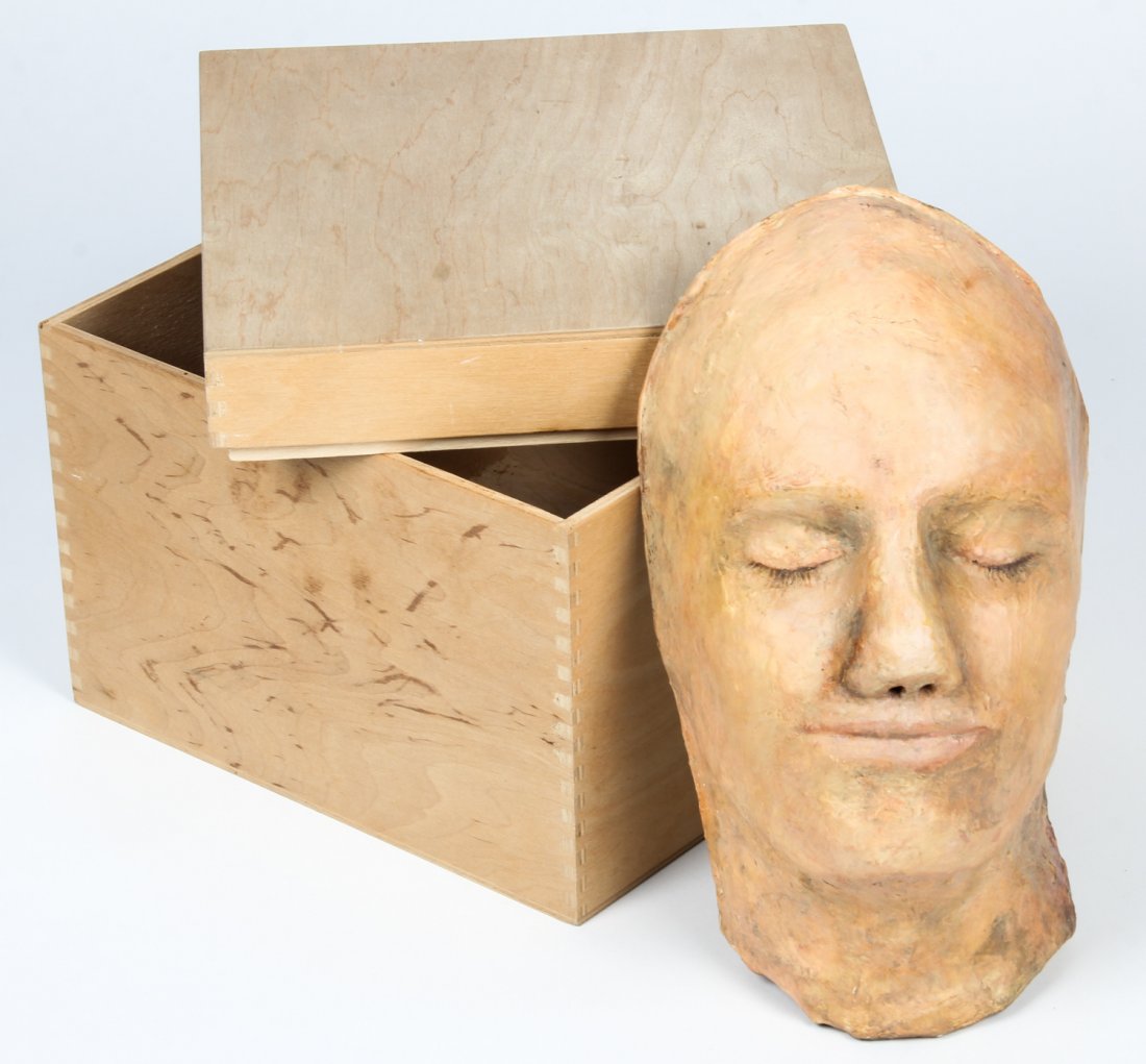 Unknown Artist. Death Mask.: Unknown Artist. Death mask in a box. MM assemblage. Size: 10.5" x 6.5" x 6" (27 x 17 x 15 cm).