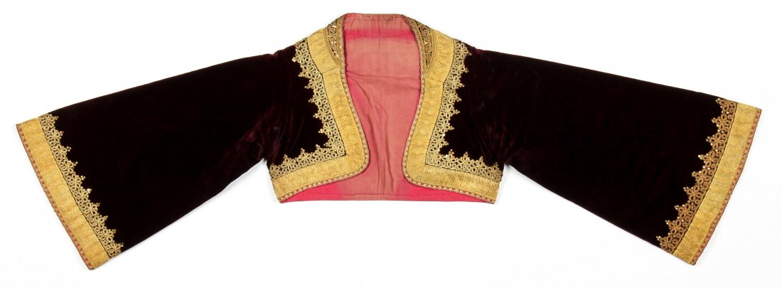 Antique Ottoman Era Gold Embroidered Velvet Vest: Antique Ottoman Era Gold Embroidered Velvet VestSize: 52" (132 cm) across. New York estate.