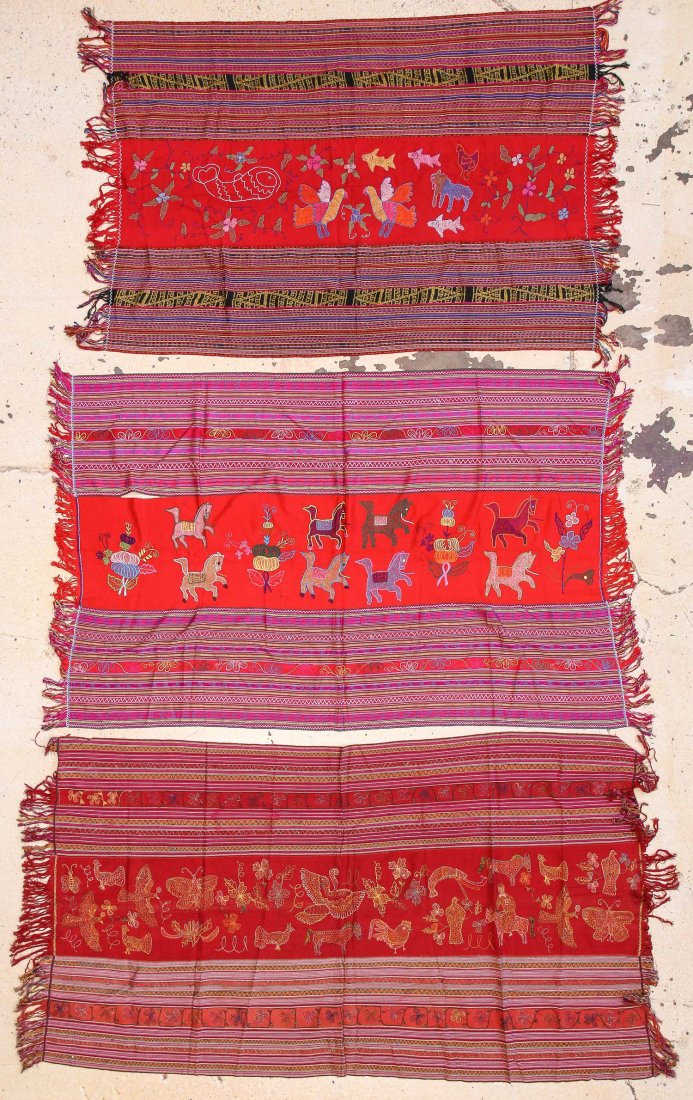 3 Vintage Besikama Belu Indonesian Textiles: 3 Vintage Besikama Belu Indonesian Textiles. Ranging in size from 42" x 61" (107 x 155 cm) to 41" x 75" (104 x 191 cm).
