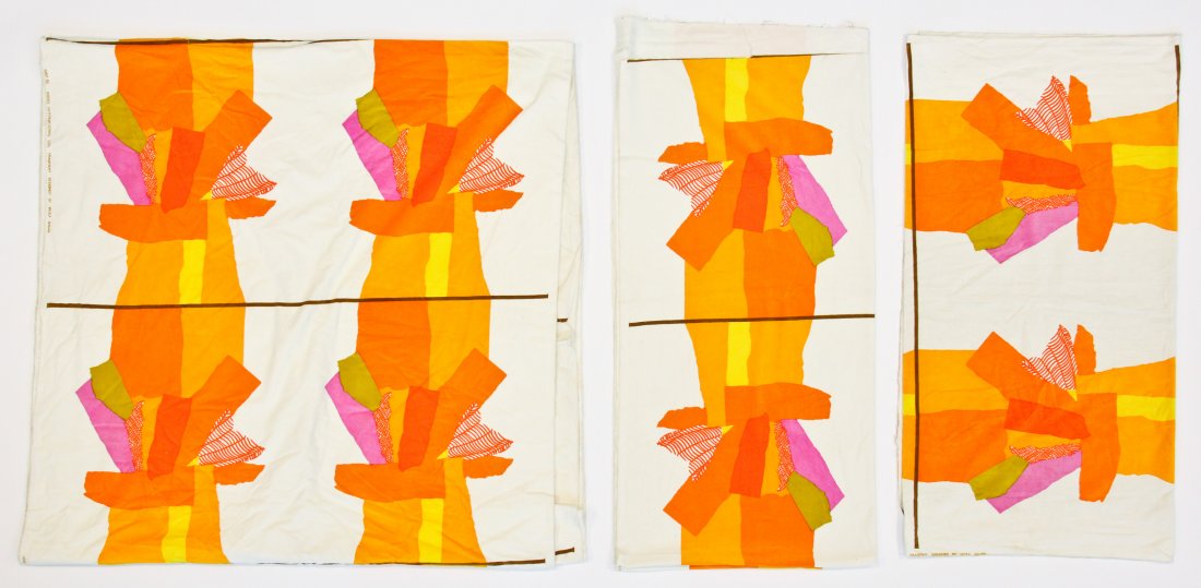 Group of Wolf Bauer for Knoll International Cotton: Group of Wolf Bauer for Knoll International Cotton Velvet Panels. Approximately ranging in size from 102" x 98" (259 x 249 cm) to 48" x 400" (122 x 1016 cm).