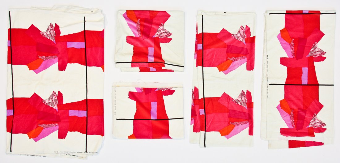 Group of Wolf Bauer for Knoll International Cotton: Group of Wolf Bauer for Knoll International Cotton Velvet Panels. Approximately ranging in size from 49" x 74" (124 x 188 cm) to 40" x 316" (102 x 803 cm).