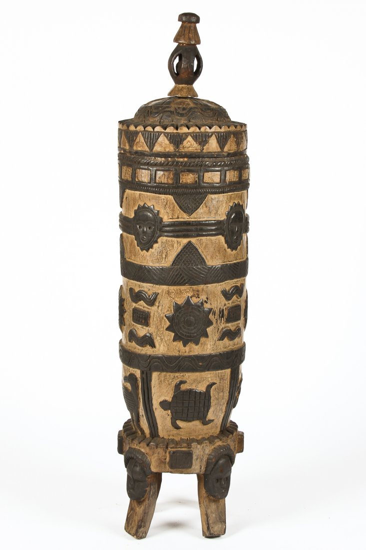 Lidded African Storage Vessel, Dan: Lidded Storage VesselÂ (Dan) - 60" H. Provenance: Charles Hudgins collection, founder of the Minnesota Antiques Dealer Association. Size: 60.5" x 14" x 14" (154 x 36 x 36 cm).