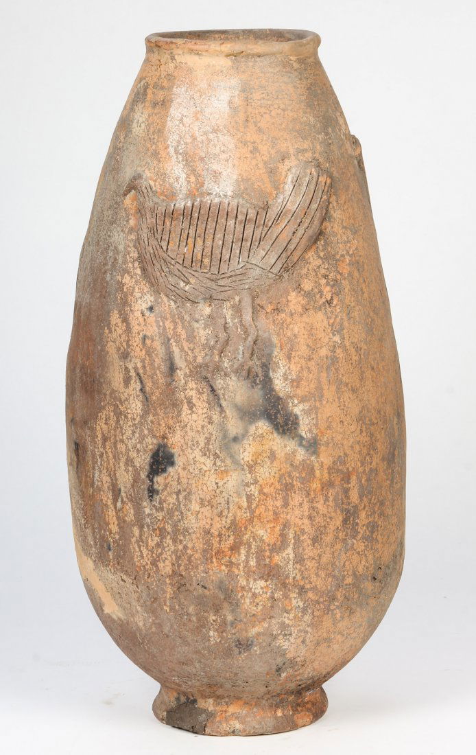 Large West African Earthenware Pot: Large West African Earthenware Pot. Size: 32" x 14" x 14" (81 x 36 x 36 cm). Provenance: Private Savannah, Georgia collection.