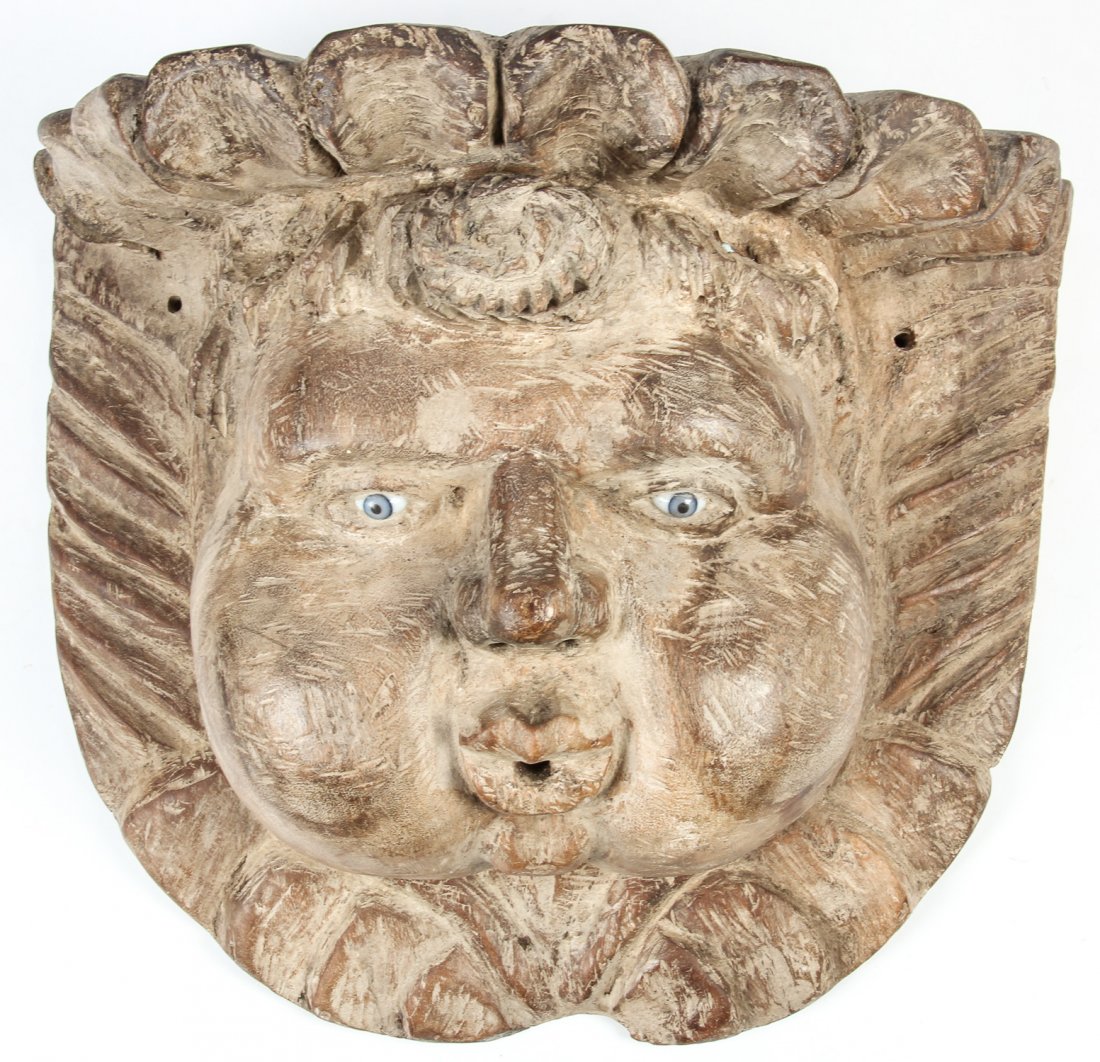 Carved Timber Northwinds Bracket: Carved Timber Northwinds Bracket. Size: 13.5" x 16" x 9" (34 x 41 x 23 cm).