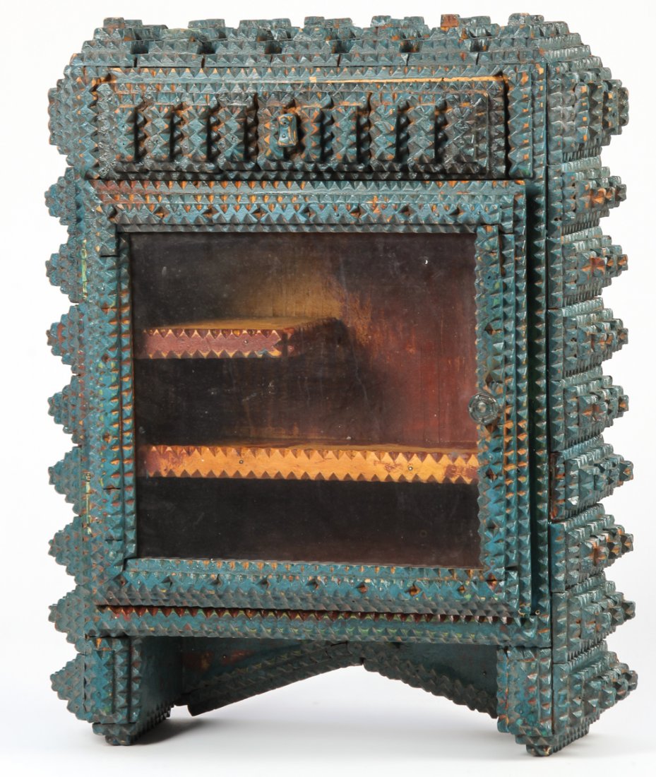 Large Tramp Art Wall Cabinet: Large Tramp Art Wall Cabinet. Size: 23" x 18" x 9" (58 x 46 x 23 cm).