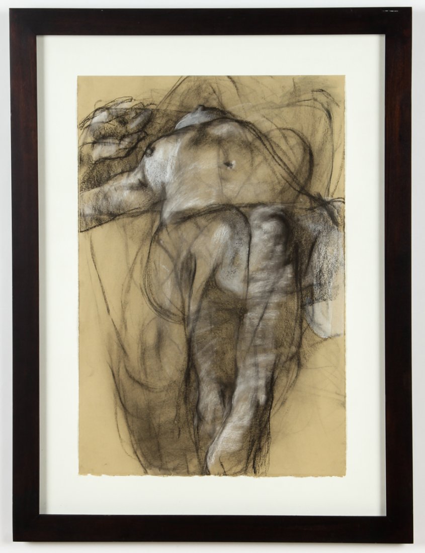 Martin Campos (20th c.) Nude Drawing: Martin Campos (20th c.) Nude Drawing, pastel and charcoal on paper. Size: 20.5" x 15", 52 x 38 cm (sheet), 29.75" x 22.5", 76 x 57 cm (frame).