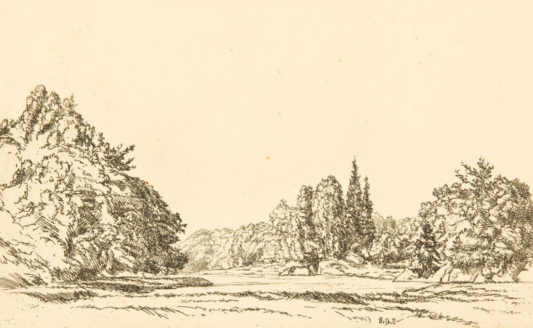 Ernest Haskell (American, 1876-1925): Ernest Haskell (American, 1876-1925) Landscape, etching, signed. Size: 5" x 8", 13 x 20 cm (plate); 11" x 14", 28 x 36 cm (sheet).