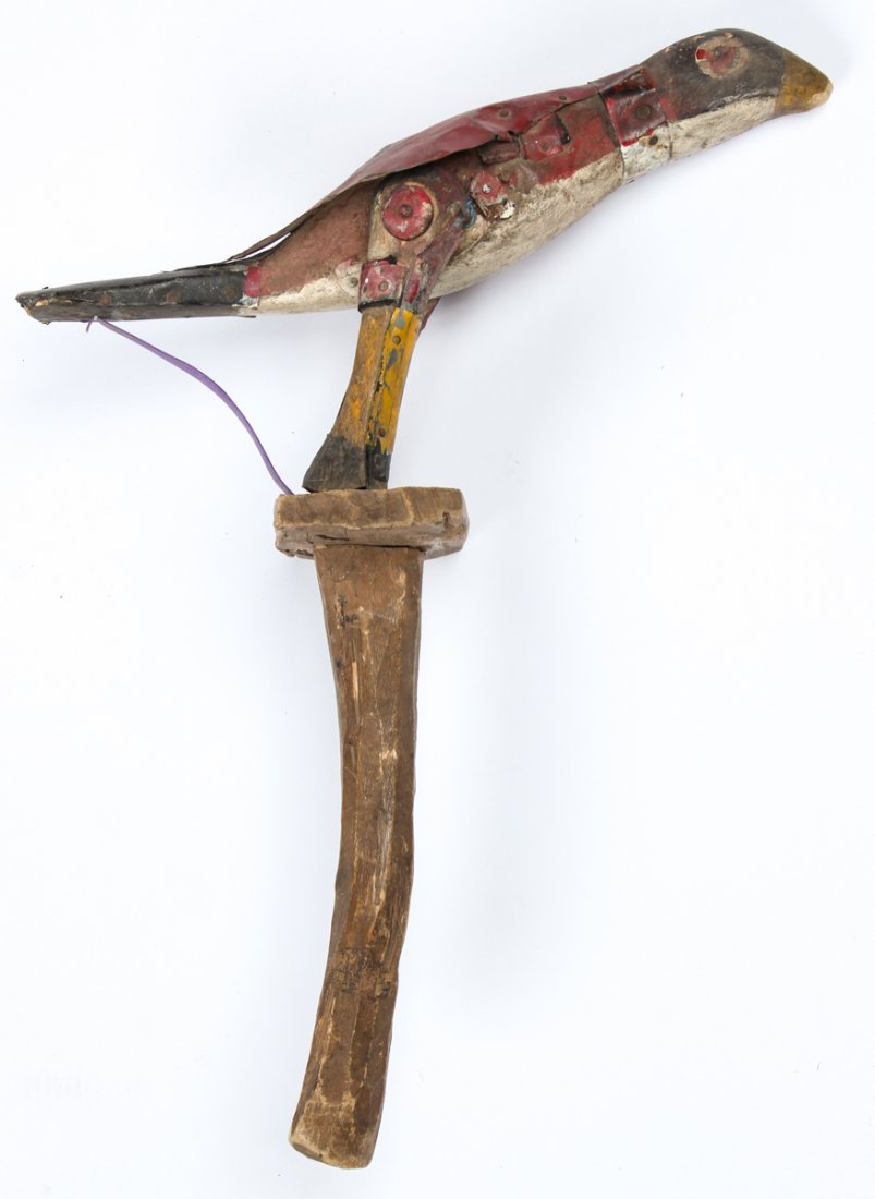 African Bobo Trickster Bird Puppet: African Bobo Trickster Bird Puppet. Size: 20.5" x 5.5" x 3" (52 x 14 x 8 cm).