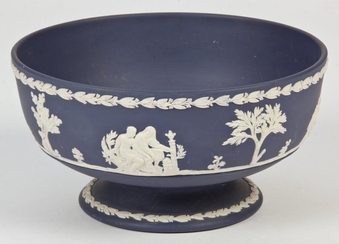 Wedgewood Jasperware Footed Bowl: Wedgewood Jasperware Footed Bowl. Size: 4.5" x 8.5" x 8.5" (11 x 22 x 22 cm).