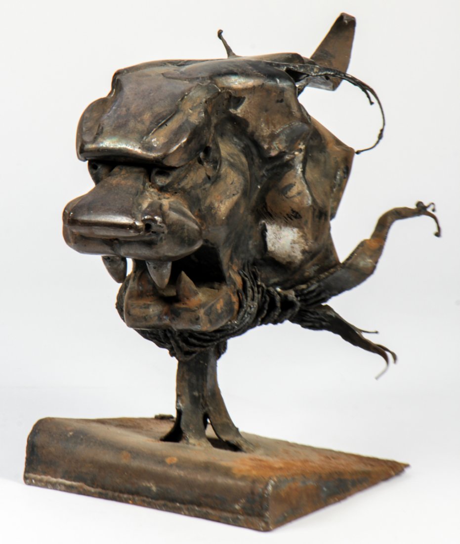 Dramatic 1980's Slag Metal Panther Sculpture: Dramatic 1980's Slag Metal Panther Sculpture. Signed A.D. '84. Size: 16" x 10.5" x 19.5" (41 x 27 x 50 cm).