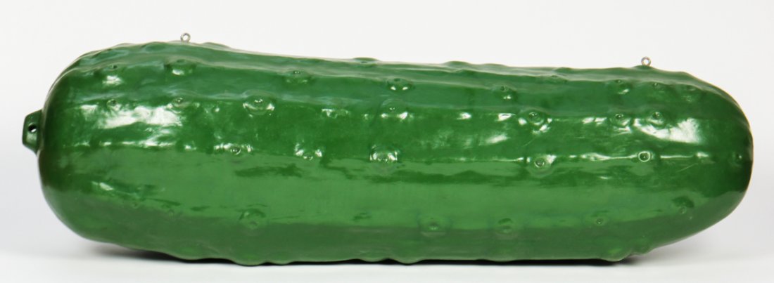 Oversized Plastic Pickle Trade Stimulator: Oversized Plastic Pickle Trade Stimulator. Manufactured by Du-Call Miller Plastics for Pickle Picker Intl. St Charles, Ill. (same maker as the famed Late Night Pickle). Size: 39" x 12" x 11" (99 x 30 