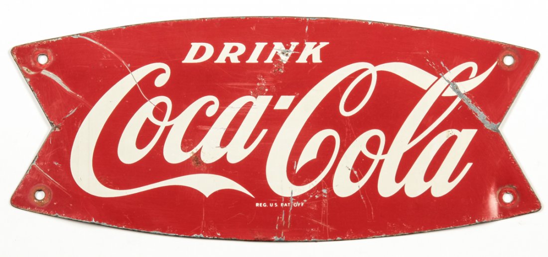 Coca Cola Coke Metal Advertising Soda Sign: Vintage "Drink Coca-Cola" Coke Metal Advertising Soda Sign. Size: 5.25" x 11.75" (13 x 30 cm).