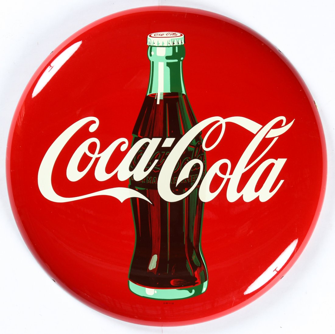 24 Inch Coca Cola Coke Button Metal Sign 1952: 24 Inch Coca Cola Coke Button Metal Sign 1952. New old stock. Size: 24" x 24" x 3" (61 x 61 x 8 cm).