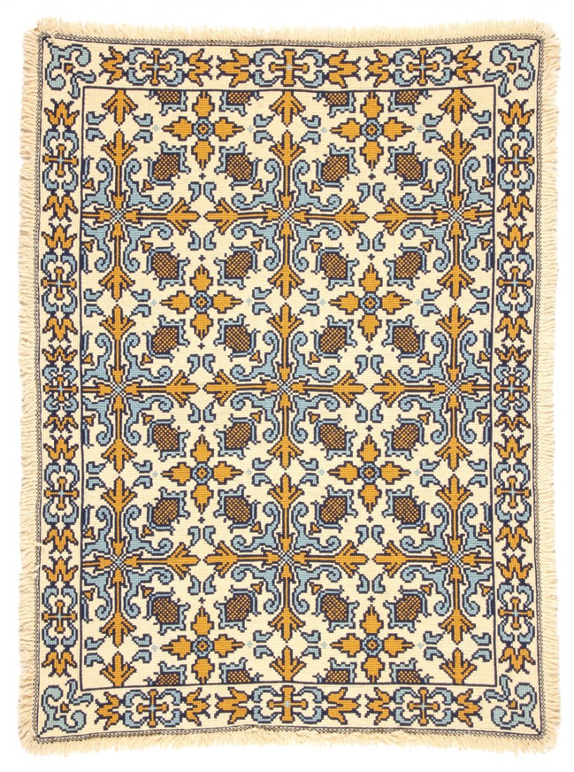 Portuguese Needlepoint Rug: 3'8" x 4'11" (112 x 150 cm): Portuguese Needlepoint Rug, early 20th c. Size: 3'8" x 4'11" (112 x 150 cm).