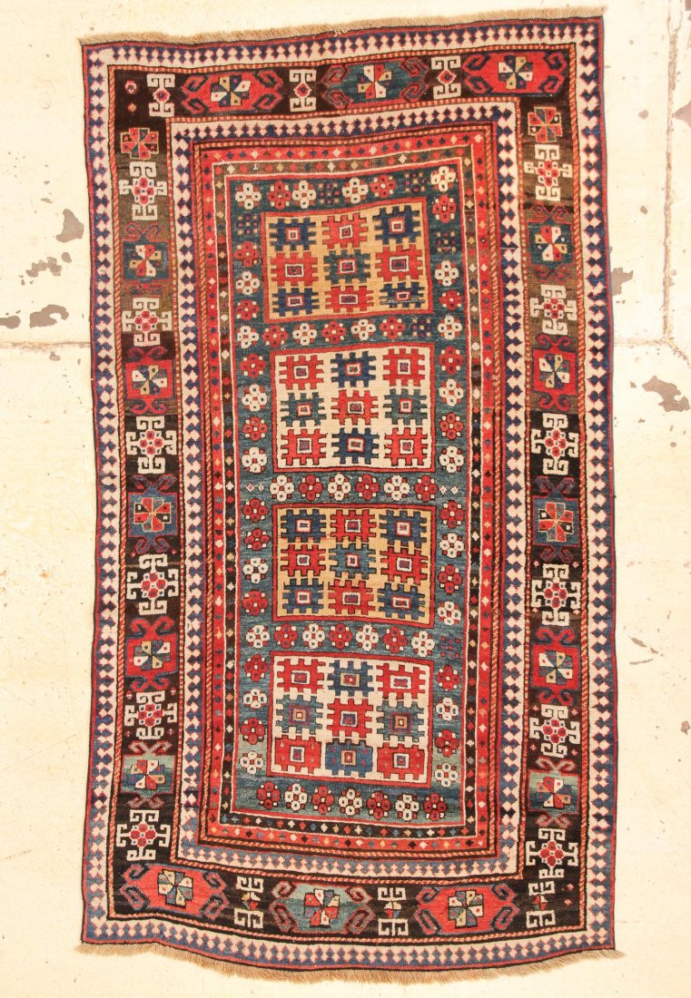 Antique Kazak Rug: 4'2" x 7'6" (127 x 229 cm) (1 of 5)