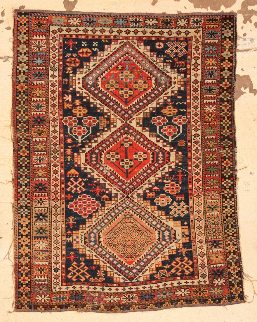 Antique Shirvan Rug: 3'5" x 4'5" (104 x 135 cm) (1 of 5)