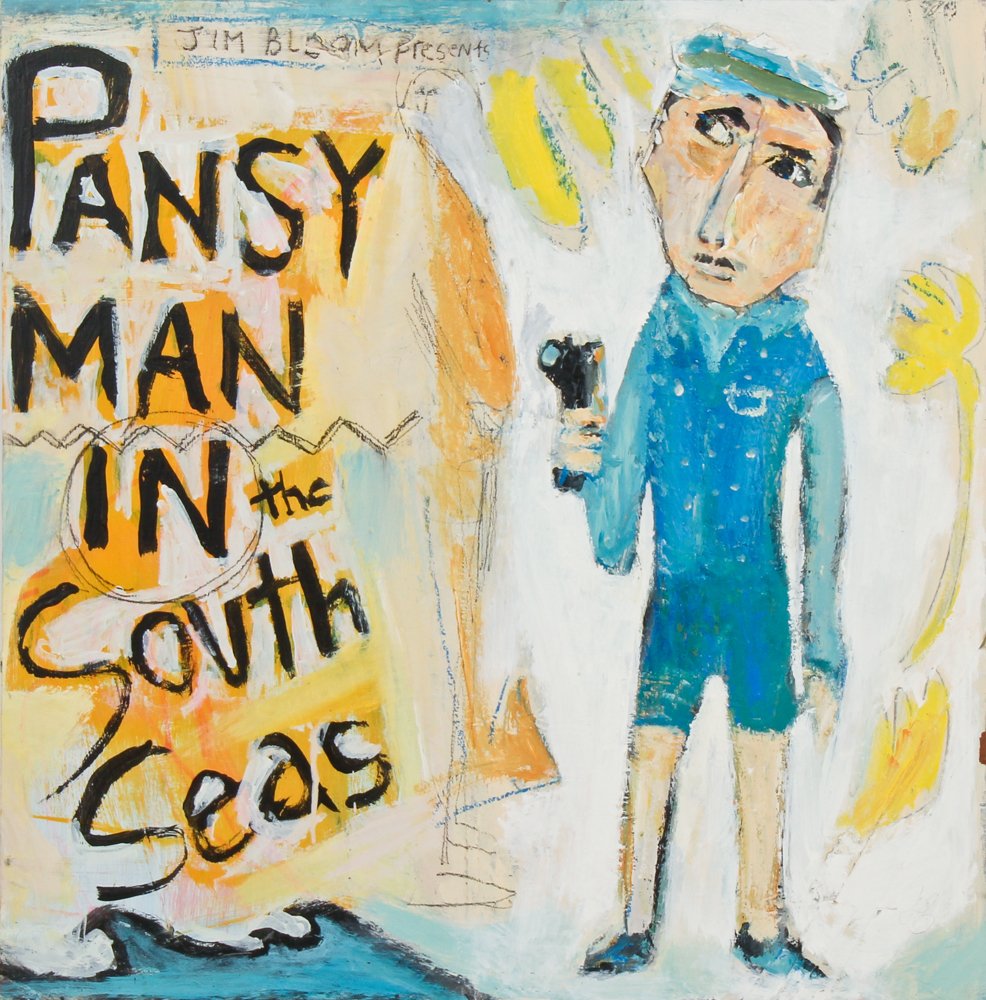 Jim Bloom (American, b. 1968) "Pansy Man in the South: Jim Bloom (American, b. 1968) "Pansy Man in the South Seas", acrylic on board. Size: 24" x 24", 61 x 61 cm (board).