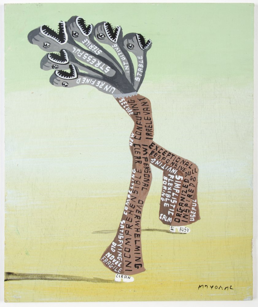 Javier Mayoral (American, 20th c.) Painting: Javier Mayoral (American, 20th c.) Painting on board. Signed front and back. Size: 9.5" x 8" (24 x 20 cm).