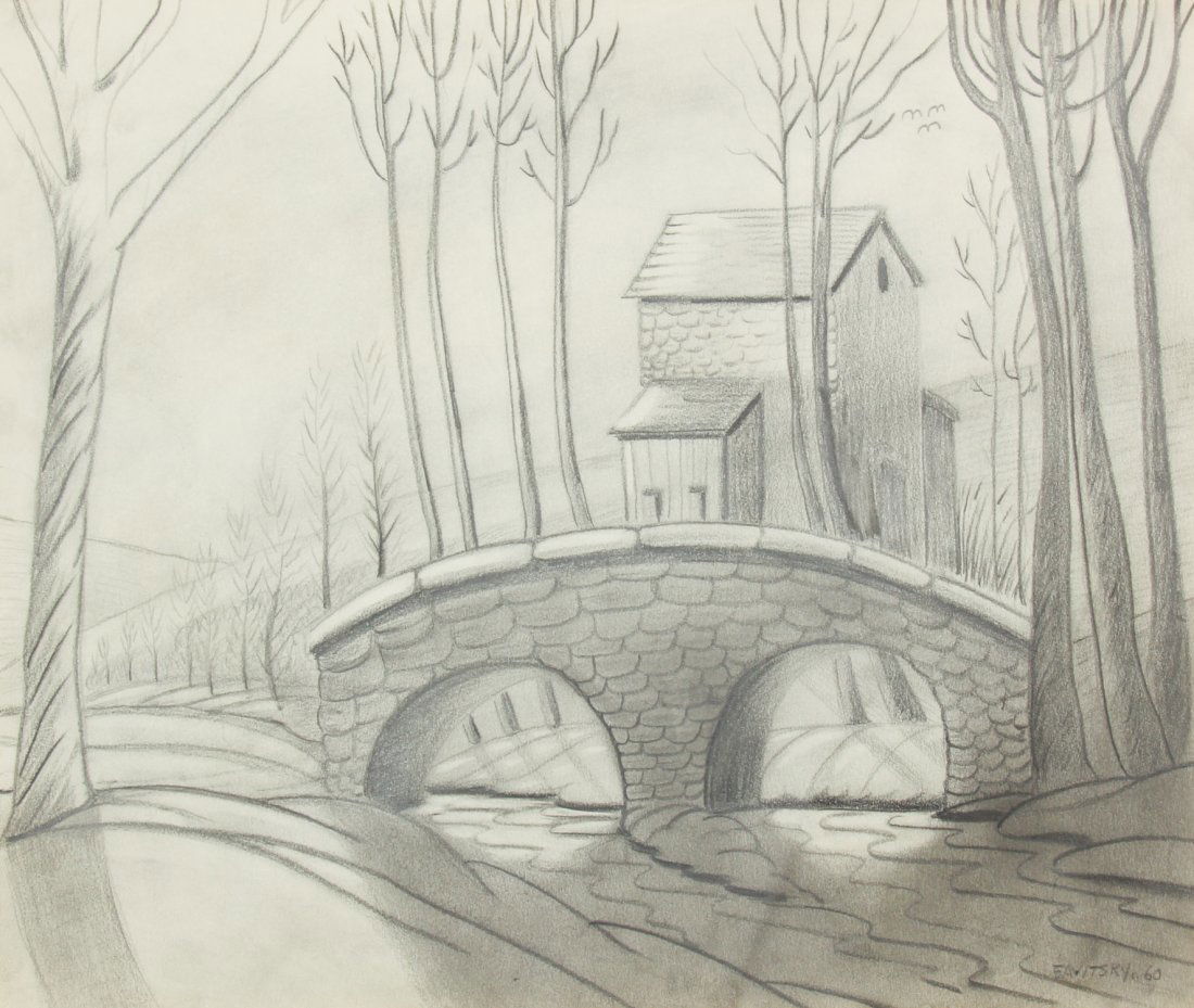 Jack Savitsky (American 1910-1991) Old Stone Bridge at (1 of 3)