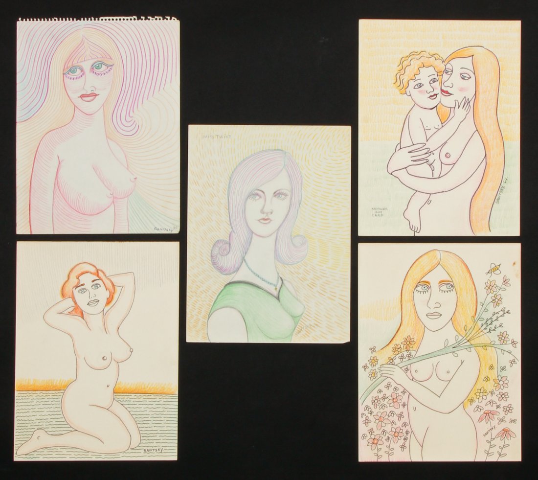 Jack Savitsky (American 1910-1991) Five drawings (1 of 6)