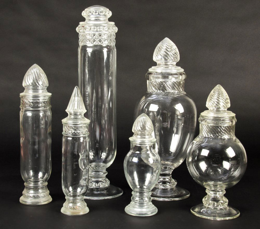 6 Antique Glass Apothecary General Store Candy Jars (1 of 2)
