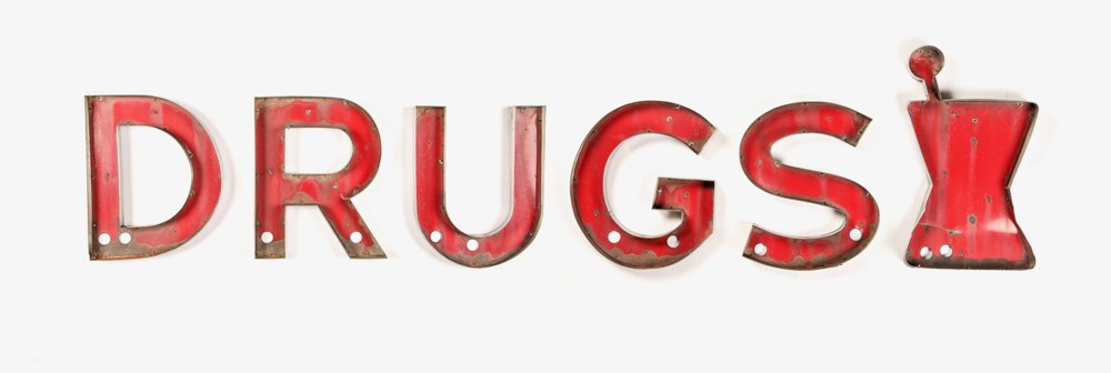 6 Part DRUGS Advertising Sign (1 of 3)