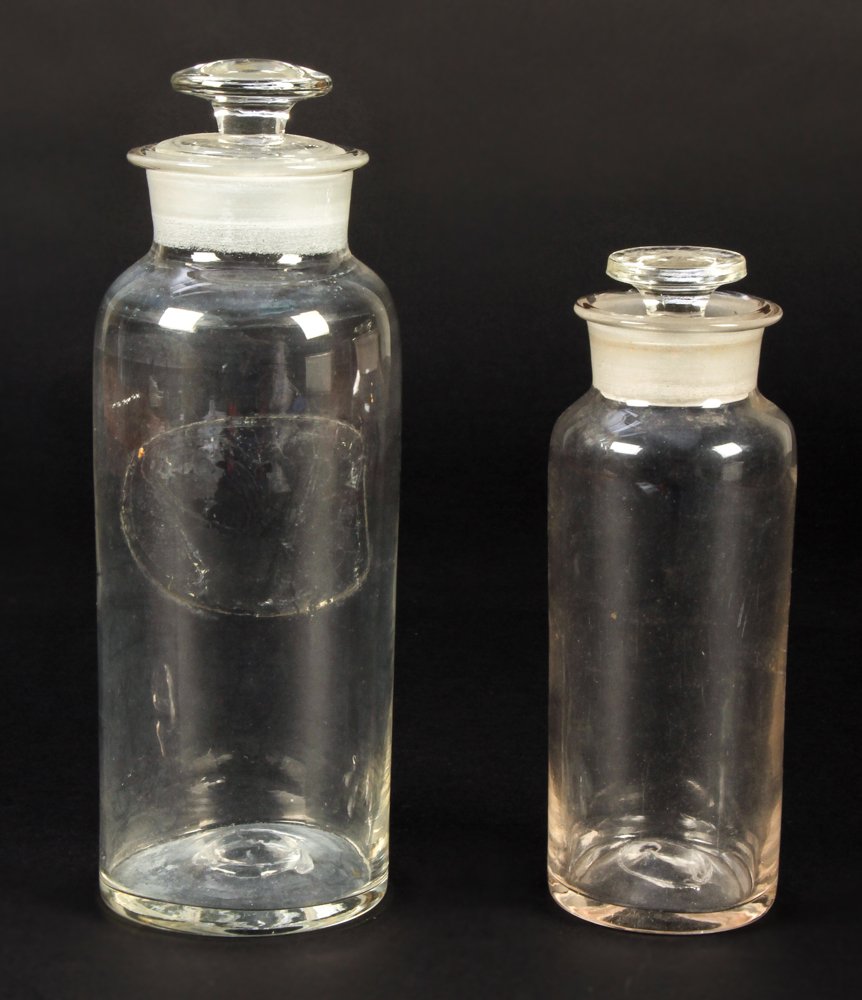 Two Vintage Apothecary Glass Bottles (1 of 2)