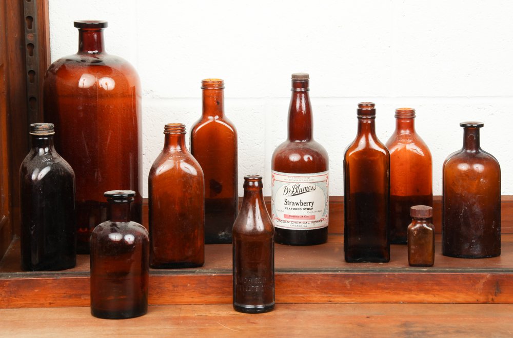 Group of 11 Vintage Pharmacy Apothecary Bottles (1 of 2)
