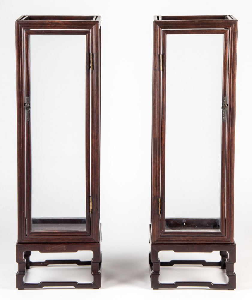 Pair of Large Antique Chinese Wooden Vitrine Lanterns (1 of 5)