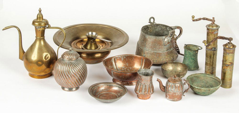 Decorator's Lot of Brass and Copper Vessels. (1 of 5)