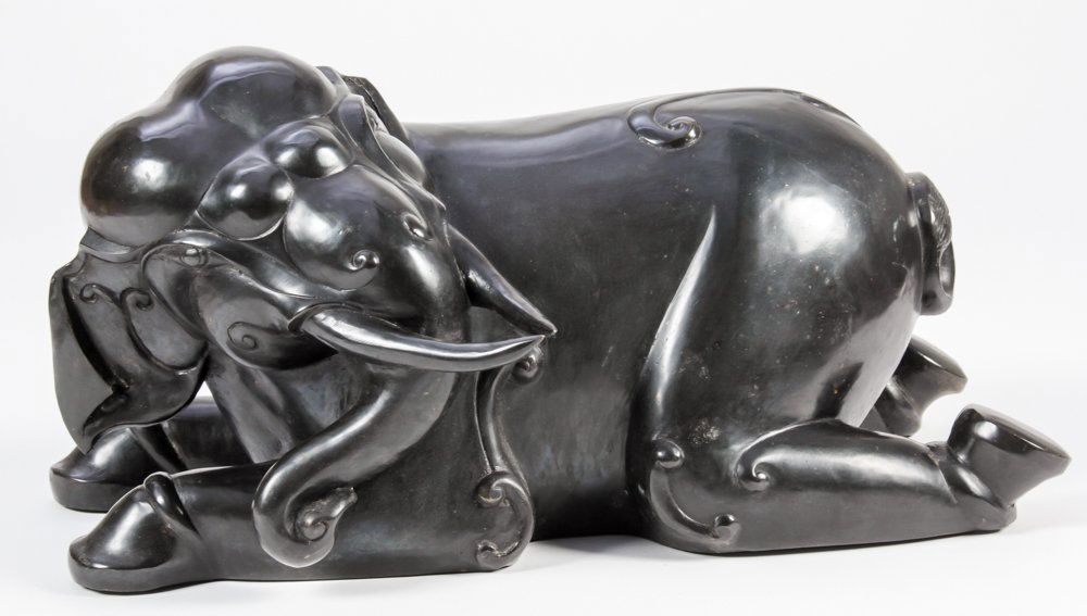 Patinated Figural Bronze Elephant Signed and Dated (1 of 3)