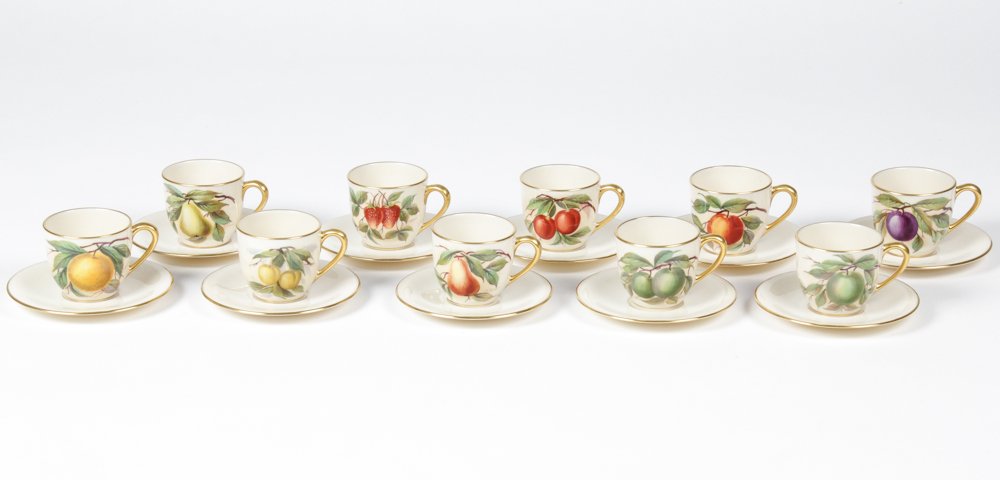 Group of 10 Fine Lenox Hand Painted "Fruit" Espresso (1 of 6)