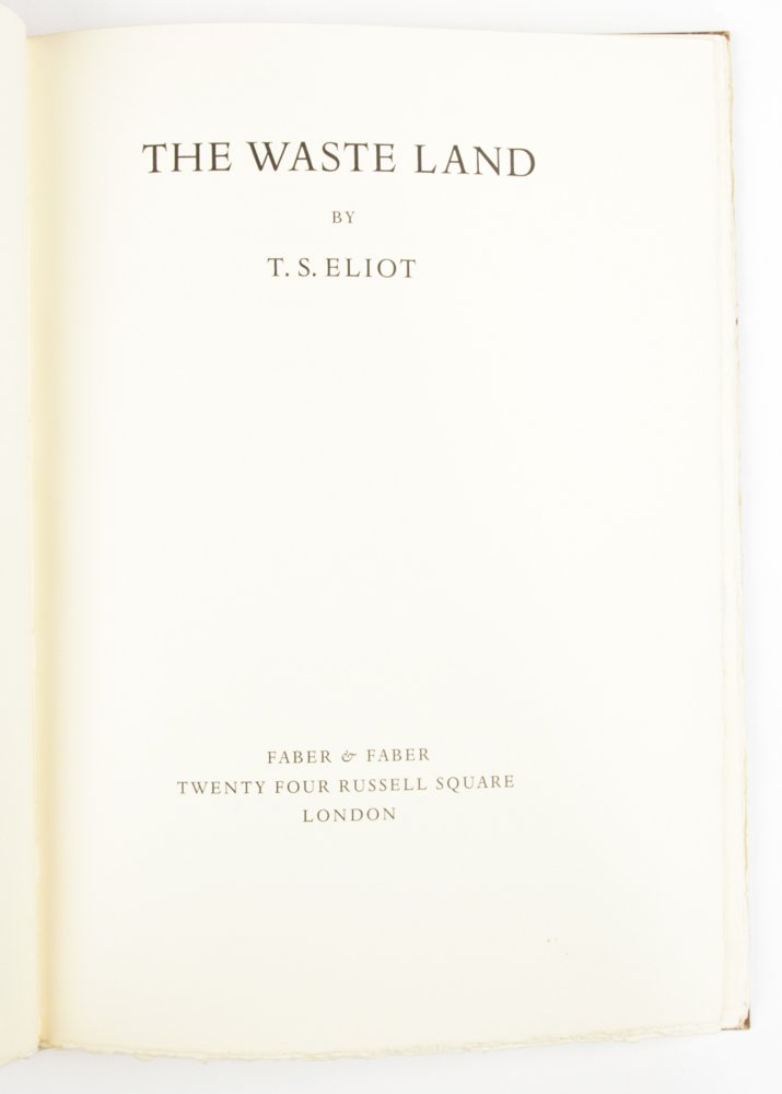 TS Eliot, The Waste Land, Signed and Numbered (1 of 4)