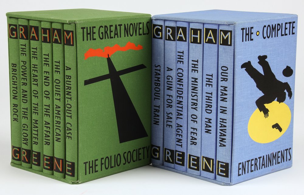 Graham Greene. Two 6 Volume Boxed Sets.: Graham Greene Two 6 Volume Boxed Sets. Published by The Folio Society London. The first The Complete Entertainments: Stamboul Train, Gun for Sale, Confidential Agent, Third Man, Our Man in Havana (6 V
