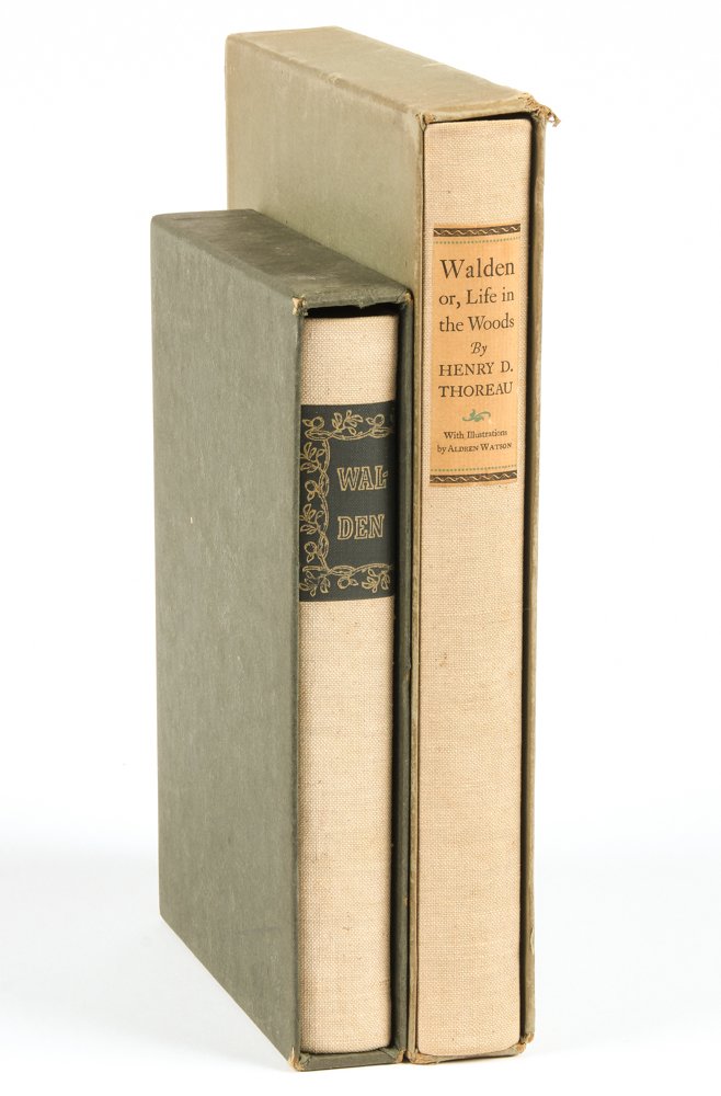 Henry D. Thoreau 2 Works: Henry D. Thoreau 2 Works. Walden or, Life in the Woods with illustrations by Aldren Watson published by Peter Pauper Press and another Walden illustrated by Thomas W Nason published by Heritage Press