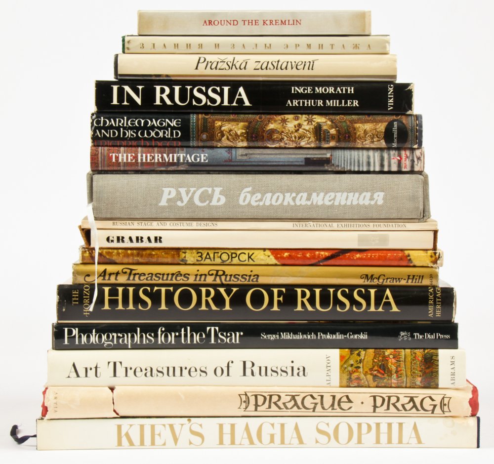 Group of 16 books: Group of 16 books: 1) Around the Kremlin; 2) Prazska zastaveni; 3) In Russia, Inge Morath and Arther Miller; 4) Charlemagne and his World, Friedrich Heer; 5) Russian Stage and Cosyume Designs, Interna