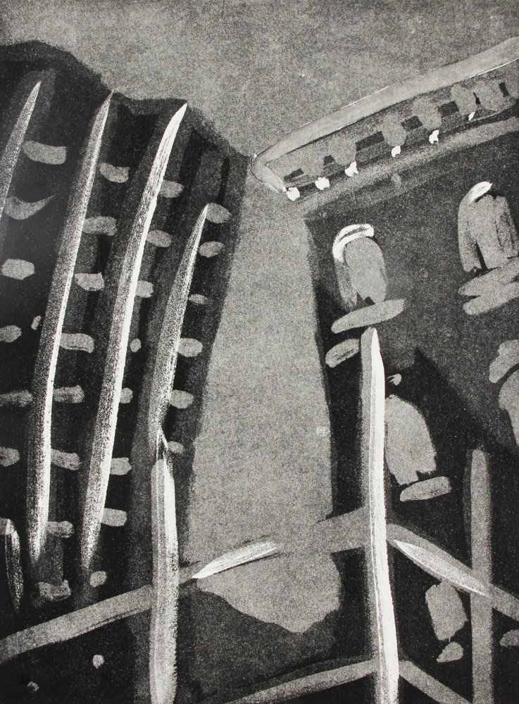 Martha Diamond (American, b. 1944): Martha Diamond (American, b. 1944), "Intersection", 1985, limited edition lithograph. Size: 29" x 37" (74 x 94 cm).