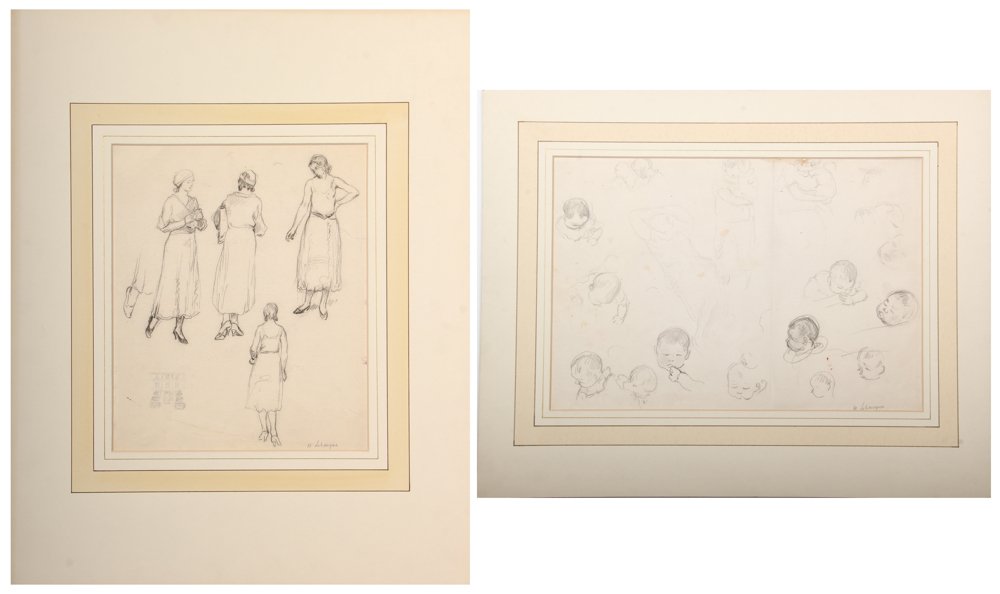 Henri Lebasque (French, 1865-1937) Two Drawing Studies (1 of 7)
