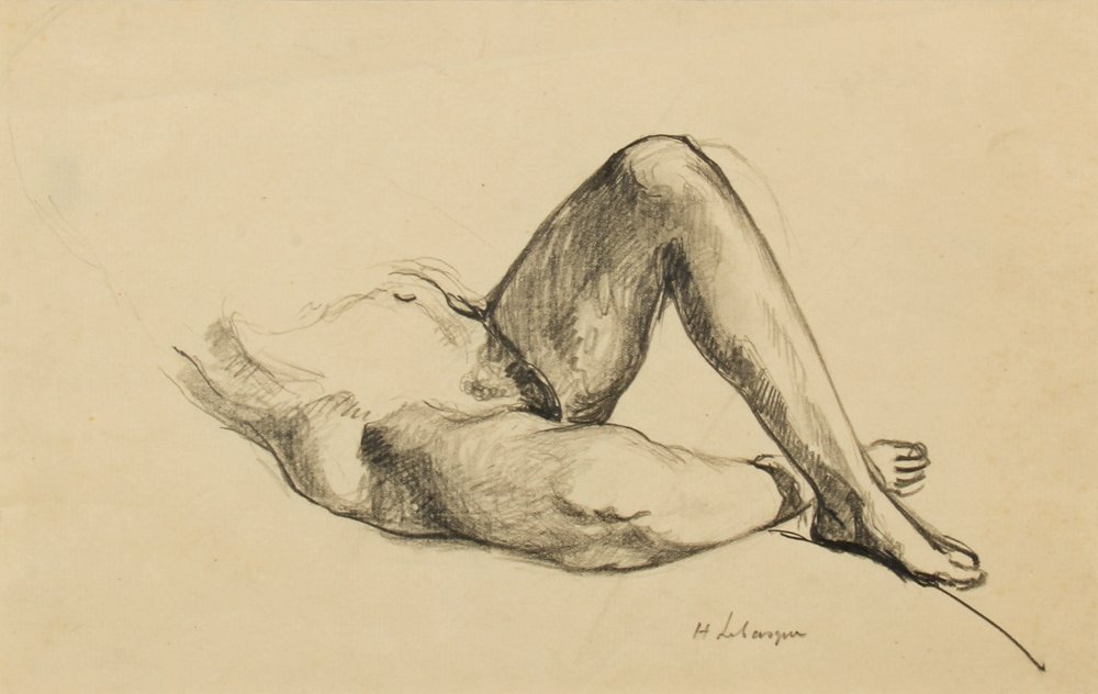 Henri Lebasque (French, 1865-1937): Henri Lebasque (French, 1865-1937) Nude Figure Study, graphite on paper, signed. Size: 8.25" x 10.5", 21 x 27 cm (sheet).