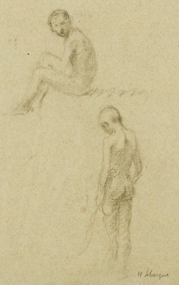 Henri Lebasque (French, 1865-1937): Henri Lebasque (French, 1865-1937) Study of a Boy, pencil drawing on paper, tear to sheet. Size: 12.5" x 7.25", 32 x 18 cm (sheet).