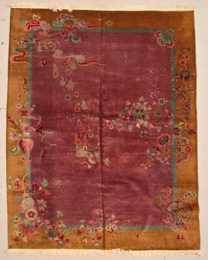 Semi-Antique Chinese Art Deco Rug: 8'6" x 11'6" (259 x (1 of 4)