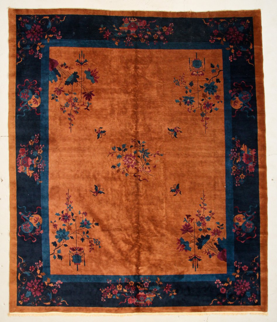 Semi-Antique Chinese Art Deco Rug: 9'10" x 11'9" (300 x: Semi-Antique Chinese Art Deco Rug: 9'10" x 11'9" (300 x 358 cm).
