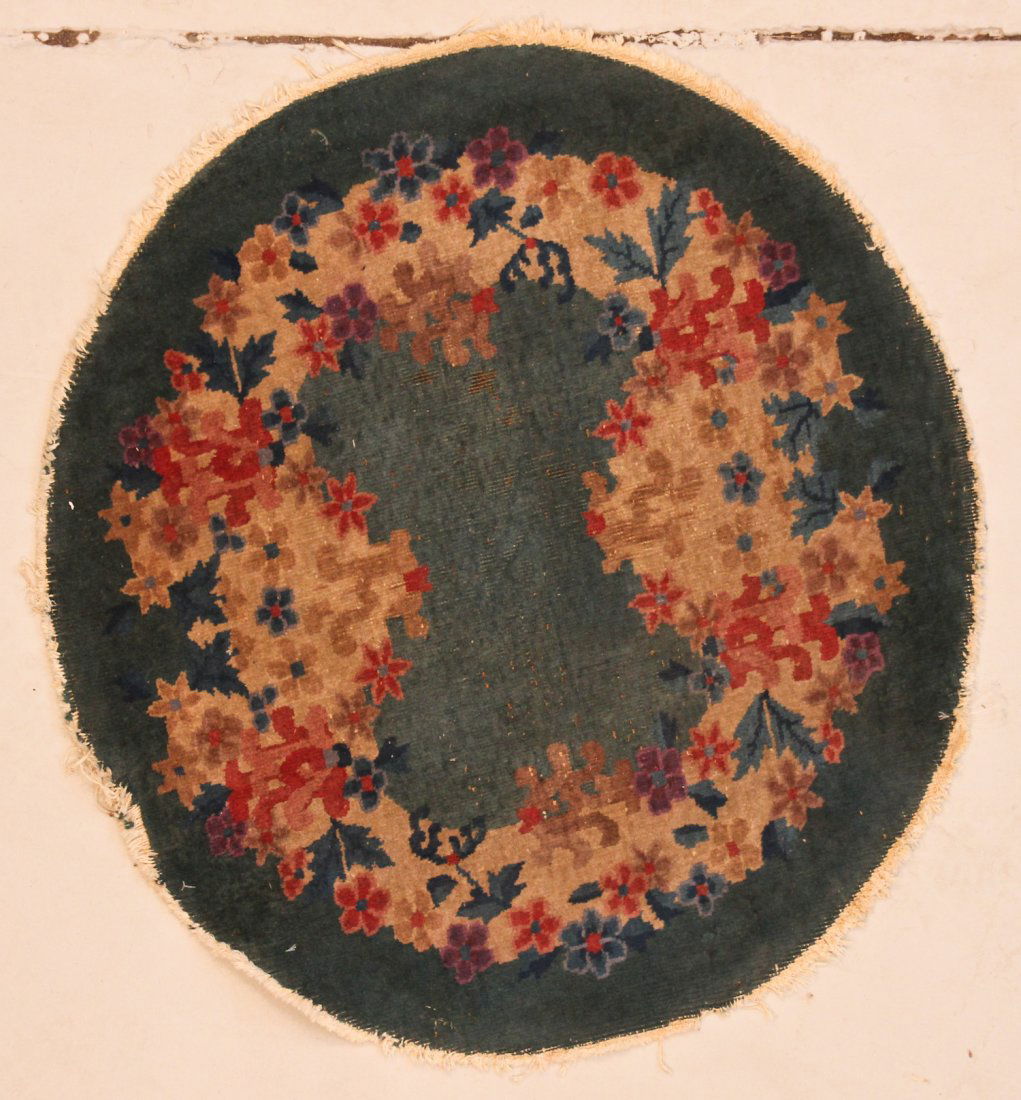 Semi-Antique Chinese Round Rug: 2'3" x 2'3" (69 x 69 (1 of 4)