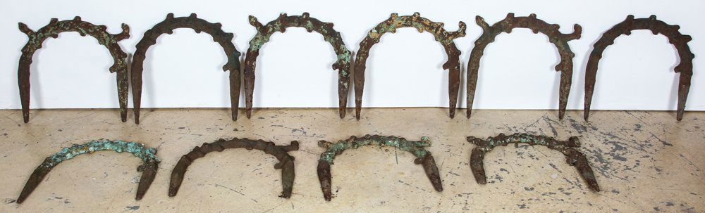 10 Victorian Cast Iron Funerary Markers: 10 Victorian Cast Iron Funerary Markers. Size: 20" x 20" x 1.5", 51 x 51 x 4 cm (largest). Provenance: DeHoogh Gallery, Philadelphia.