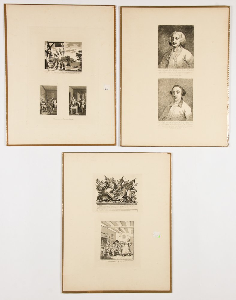 3 pc Suite of William Hogarth Engravings: 3 pc Suite of William Hogarth Engravings. Each: 24.75" x 19.25", 63 x 49 cm (sheet). Prov: From a Philadelphia Estate Collection.